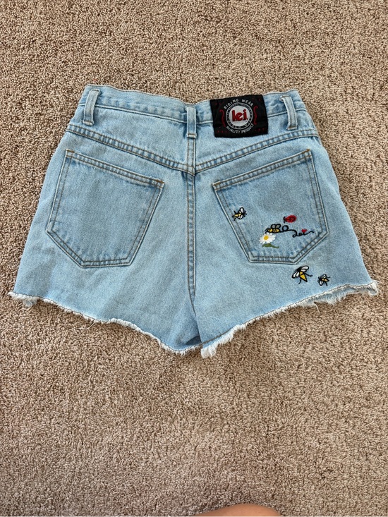 lei Other - lei Light Blue Denim Shorts with Bee & Floral Embroidery